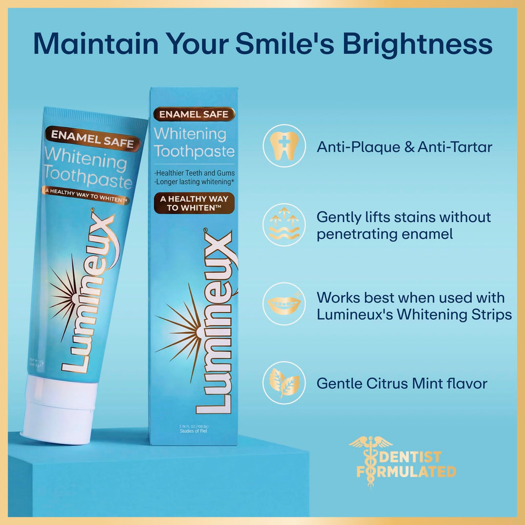Lumineux Teeth Whitening Toothpaste 3 Pack Peroxide Free Enamel Safe for Sensitive Whiter Teeth, Fluoride Free, No Alcohol, Artificial Colors, SLS Free Dentist Formulated - 3.75 Oz