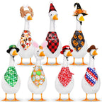 Silicherry 7 Set Holiday Porch Goose Outfits All Seasons 4th of July Halloween Thanksgiving Christmas Valentine St. Patrick's Day Easter Geese Clothes for Garden Patio Yard Lawn Decor(Bandannas)