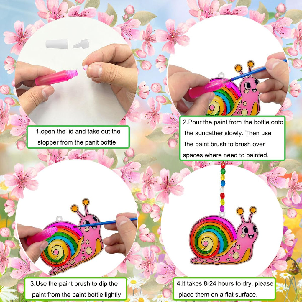 32 Sets Spring Flower Suncatcher Kit Butterfly Suncatchers DIY Window Art Kit Paint Sun Catcher Ornaments for Spring Easter Home Activity Art Craft Project Birthday Party Favors
