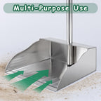 Dust Pans with Long Handle,Heavy Duty Metal Dust Pan with Handle,Upright Stand Up Dustpan with Dust Pan Teeth to Clean Hair for Home Kitchen Office Lobby Floor Garden