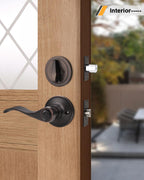 Gobrico Oil Rubbed Bronze Keyed-Alike Door Levers and Single Cylinder Deadbolts Combination Locksets, 2 Pack Front/Entry Handleset with Same Key, Reversible Wave Handles for Exterior Doors