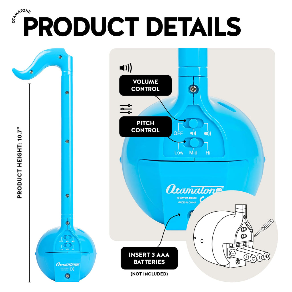 Otamatone Japanese Electronic Musical Instrument Portable Music Synthesizer from Japan by Maywa Denki Studio, Award Winning, Educational Fun Gift for Children, Teens & Adults - Blue