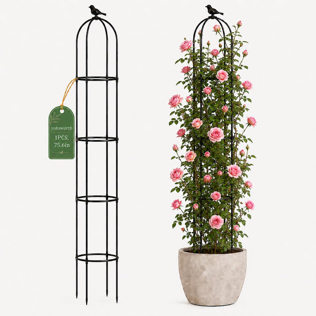 Yotoworth Garden Obelisk Trellis, 6.3 ft Tall, Black, 1PC