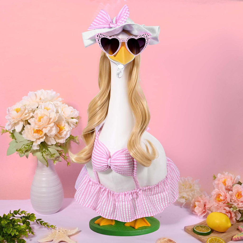 JcHrmers Bikini Goose Outfit Summer Porch Goose Outfits Hawaiian Lawn Goose Clothes Fits 23" Cement Plastic Goose Statue for Summer Outdoor Garden Yard Patio Art Decor