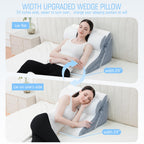 Foamalusion 3PCS Bed Wedge Pillow for Sleeping, 20-in-1 Adjustable Memory Foam Pillow Wedge for Back Leg Pain Relief, 23" Wide Wedge Pillow for After Surgery, Acid Reflux, Snoring, Back Pain
