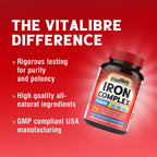 Iron Supplement for Women & Men, with Vitamins C, B6, B12 & Folate for Iron Deficiency, Blood Building & Energy Support, Stomach Friendly, Better Absorption, Non-GMO, No Gluten, 90 Vegan Caps
