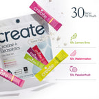 Create Creatine + Electrolytes Mix - Creatine Monohydrate Stick Packs, Supports Energy and Hydration, NSF Certified for Sport, 30 Count, Variety Pack