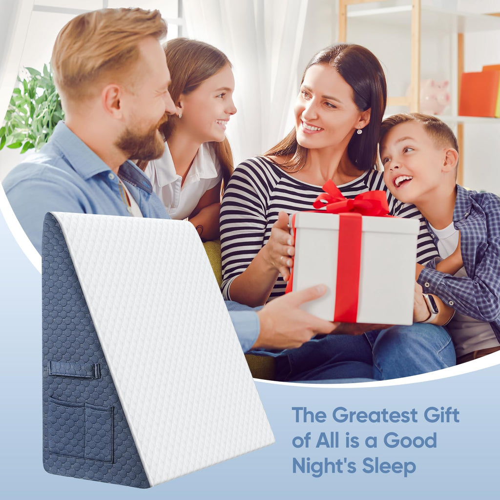 Welzona 12inch Wedge Pillow for Sleep, Updated Bed Wedge, Acid Reflux, Heartburn, GERD, Neck Pain, Cooling Memory Foam Top, Removable Washable Cover Incline Wedge Pillow for Improved Sleep