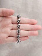 HAQUIL Gothic Skull Beaded Link Bracelet for Men, Skull Jewelry Gift