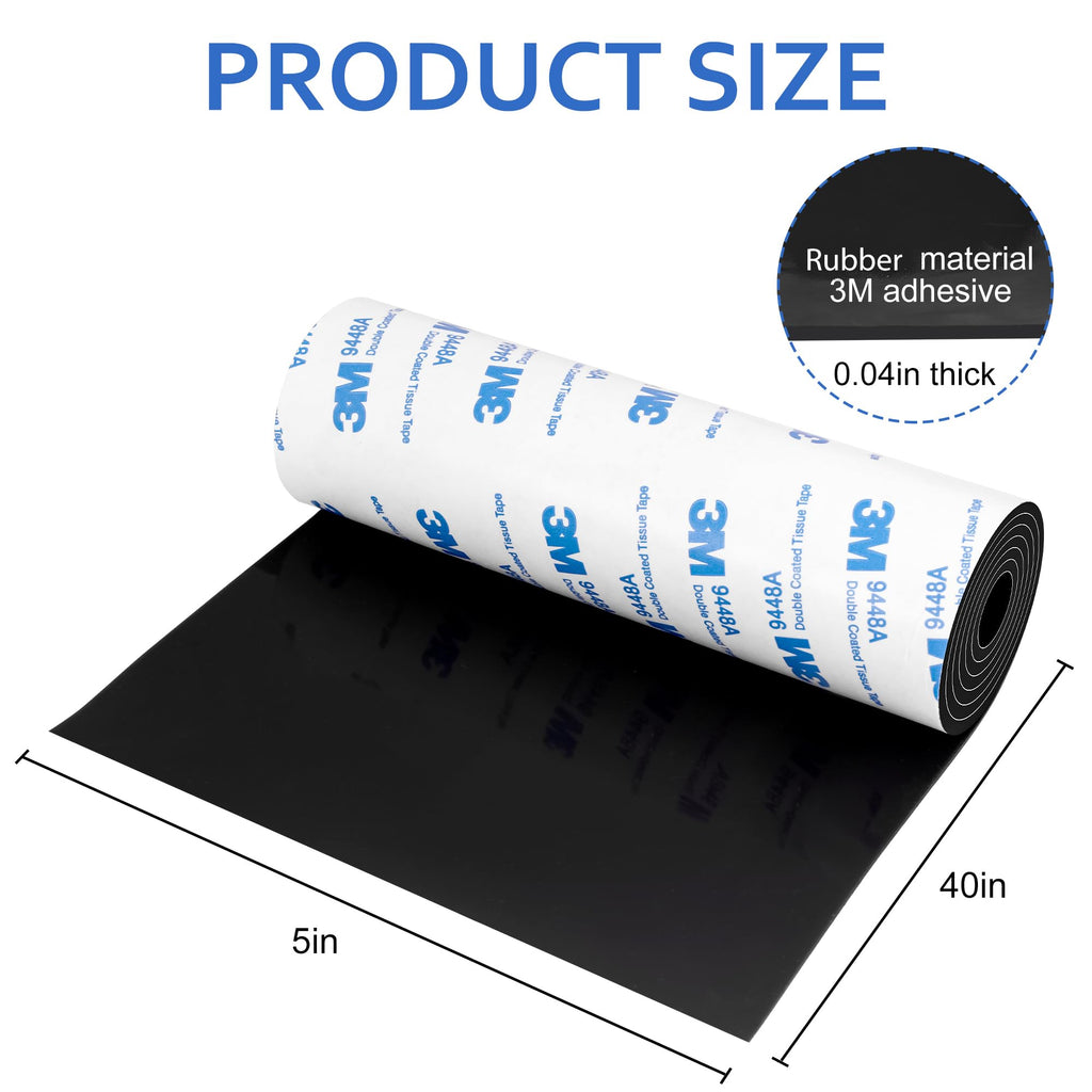 Non Slip Furniture Pads, 5" x 40" Rubber Furniture Pads Anti Skid Pads Non Slip Self Adhesive Cuttable Rubber Tape Strip Roll for Protecting Hardwood Floors Chair Wall Protector - 2 Pack, Black