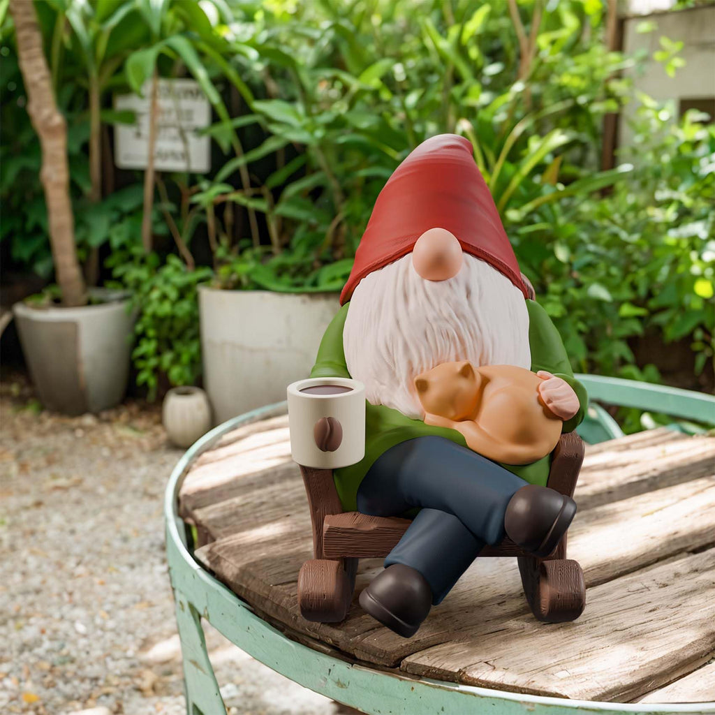 Faumsut Drinking Coffee Garden Gnomes Statue Decoration