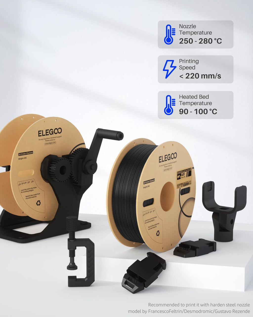 ELEGOO ABS Filament 1.75mm Sky Blue 1KG, Heat Resistant 3D Printer Filament High Toughness & Impact Resistance, 1kg spooll(2.2lbs) Fits for Most FDM Printer