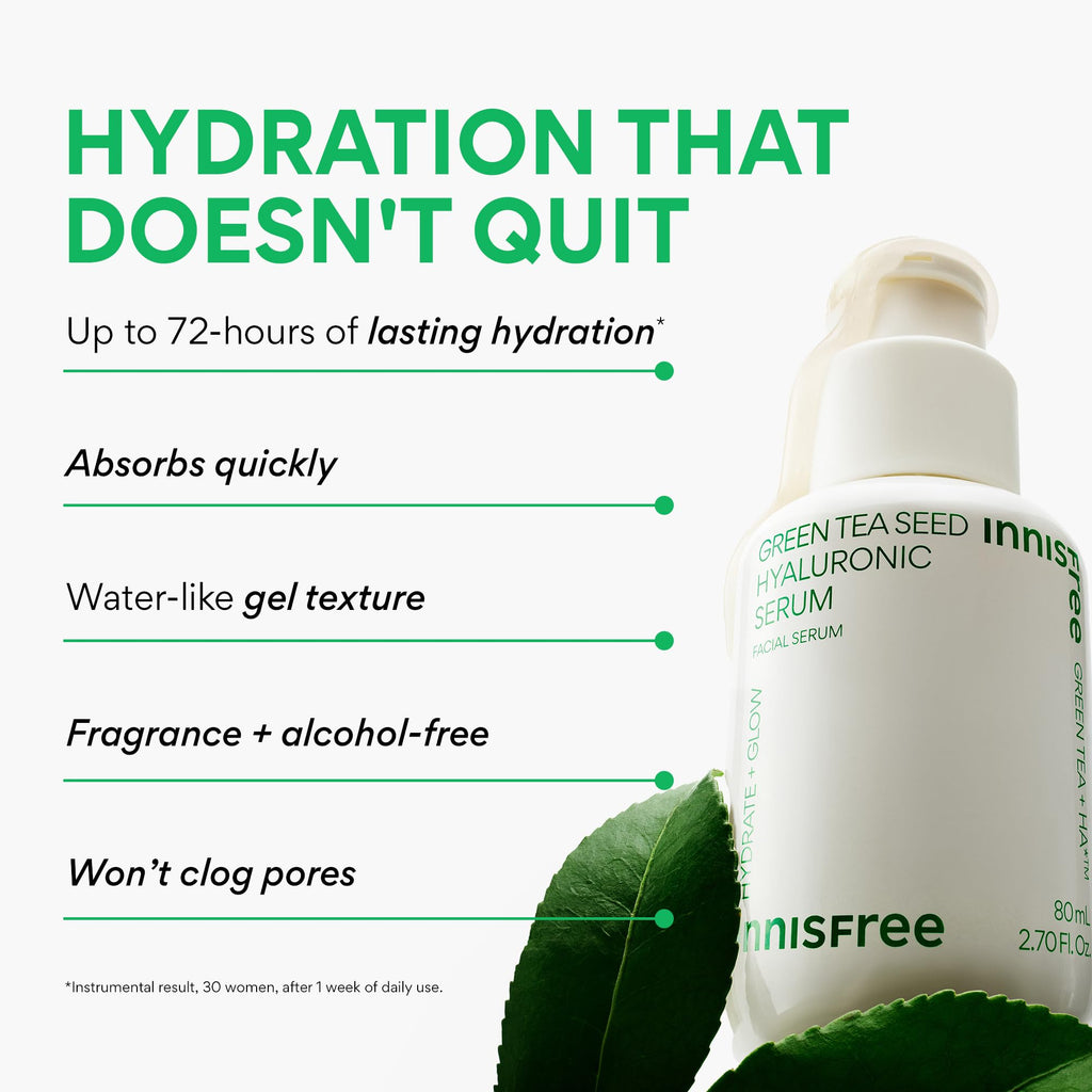 innisfree Hydration Heroes Set with Green Tea, Korean Skincare Kit Featuring Moisturizing Serum, Toner, Cleanser & Cream