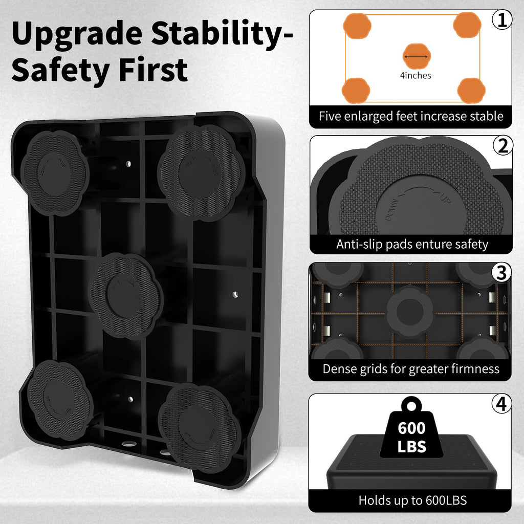 Adjustable Step Stool for Adults, Toddler Step Stools, 660 LBS Capacity Non-Slip Safety Step Platform for Elderly, Portable Stair Assist for Cars, Bedside, Kitchen, and Shower, Black
