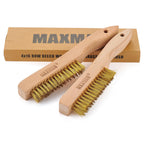 MAXMAN Brass Brush 2Pcs, 10" Soft Brass Bristle Brush, Rust/Weld Cleaner