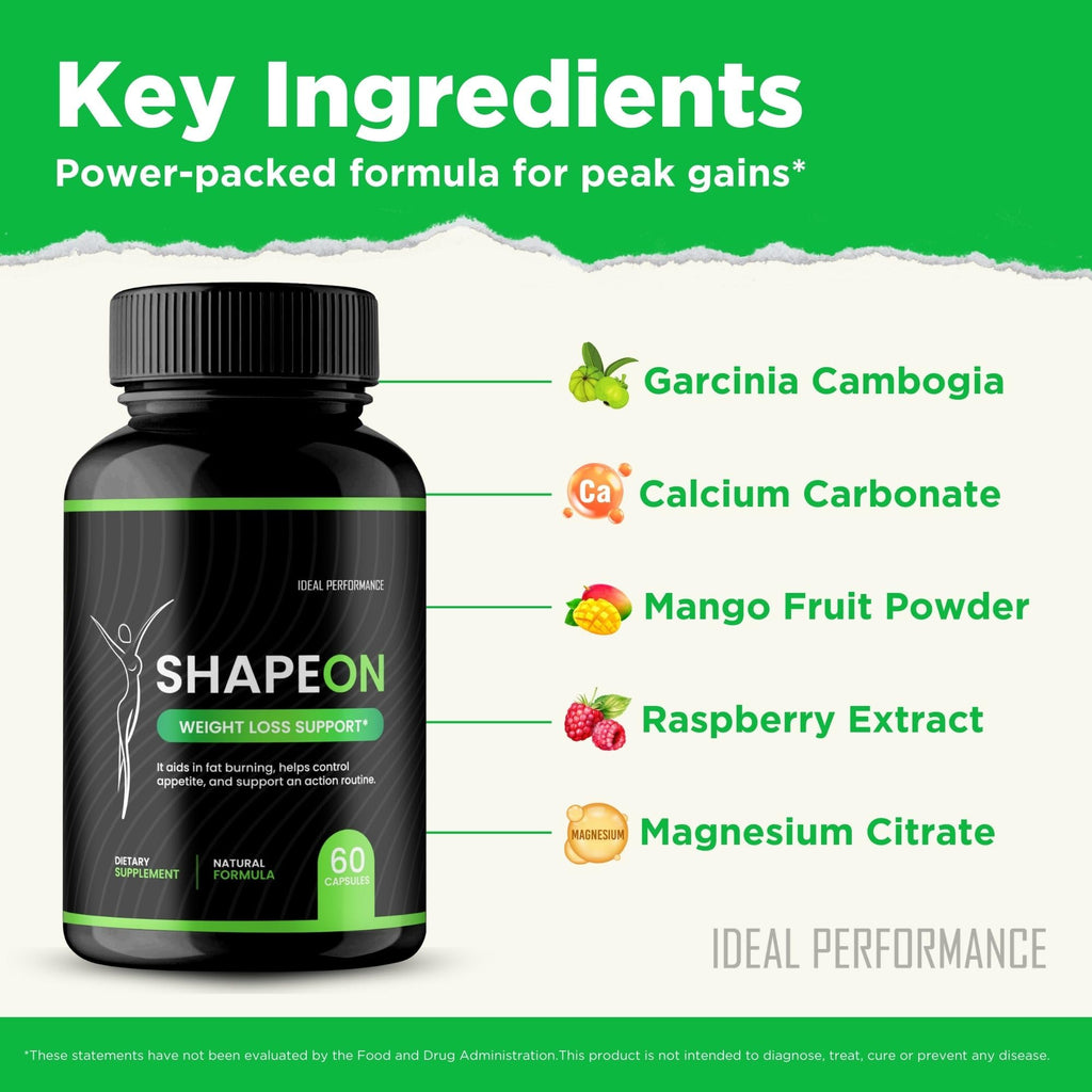 ShapeOn Capsules, Official ShapeOn Supplement Pills with All Natural Ingredients - Maximum Strength, Advanced Formula Overall Health & Wellness, Premium Shape-On Support Reviews (5 Pack)