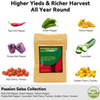 Salsa Garden Seed Pod Kit for AeroGarden, iDoo, Ahopegarden Hydroponic System, 400+ Seeds Includes Red Chili, Green, Yellow, and Purple Bell Pepper, Cucumber, Red/Golden Cherry Tomato (7-Pod)