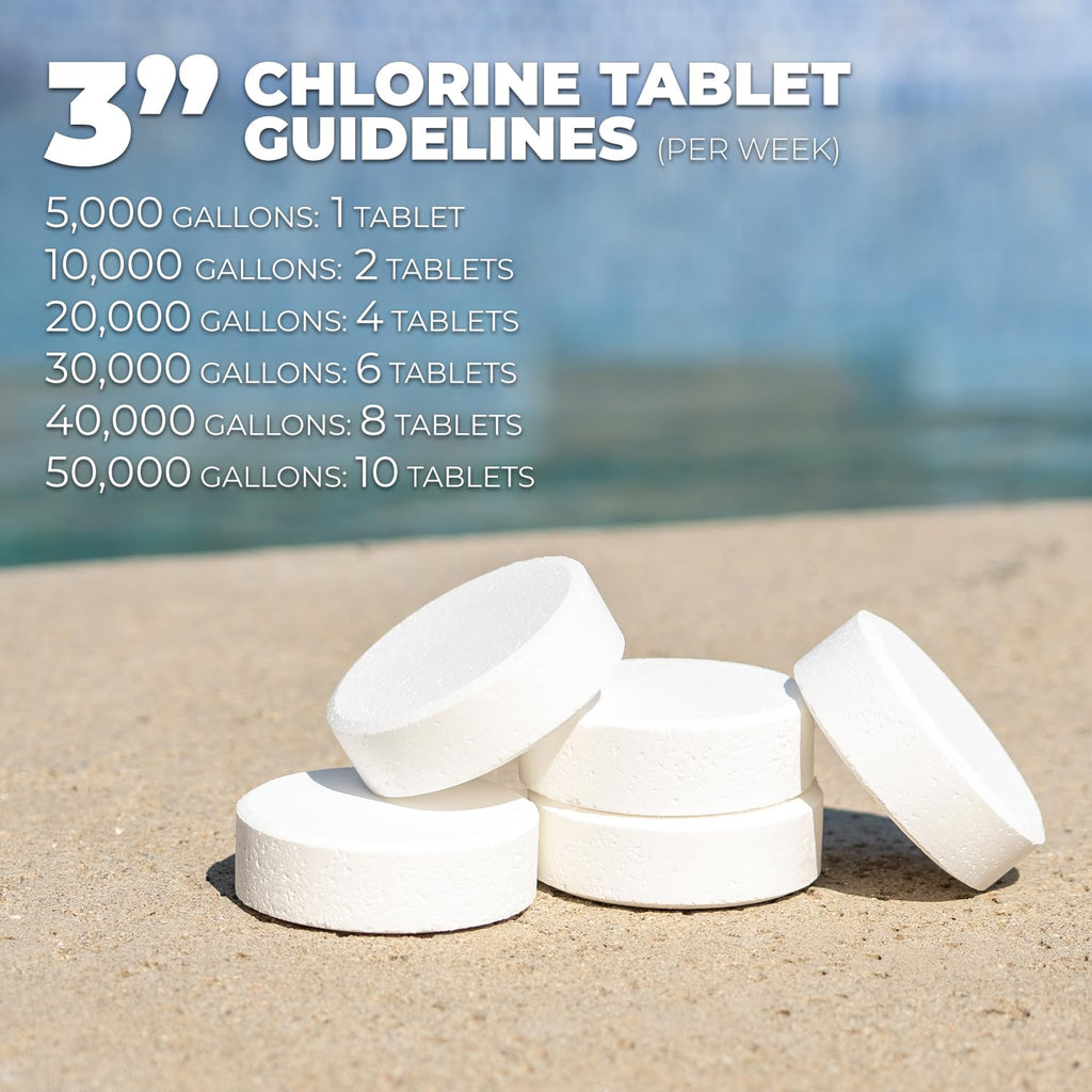 Xtremeclear 3-Inch Chlorine Tablets 99% Pure Tri-Chlor for Swimming Pools Above Ground, InGround, Spa, Hot Tub 10lbs Bucket - Individually Wrapped Stabilized Sanitizer Slow Dissolving