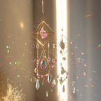 Amethyst Crystal Suncatcher - Hanging Gold Plated Garden Sun Catcher