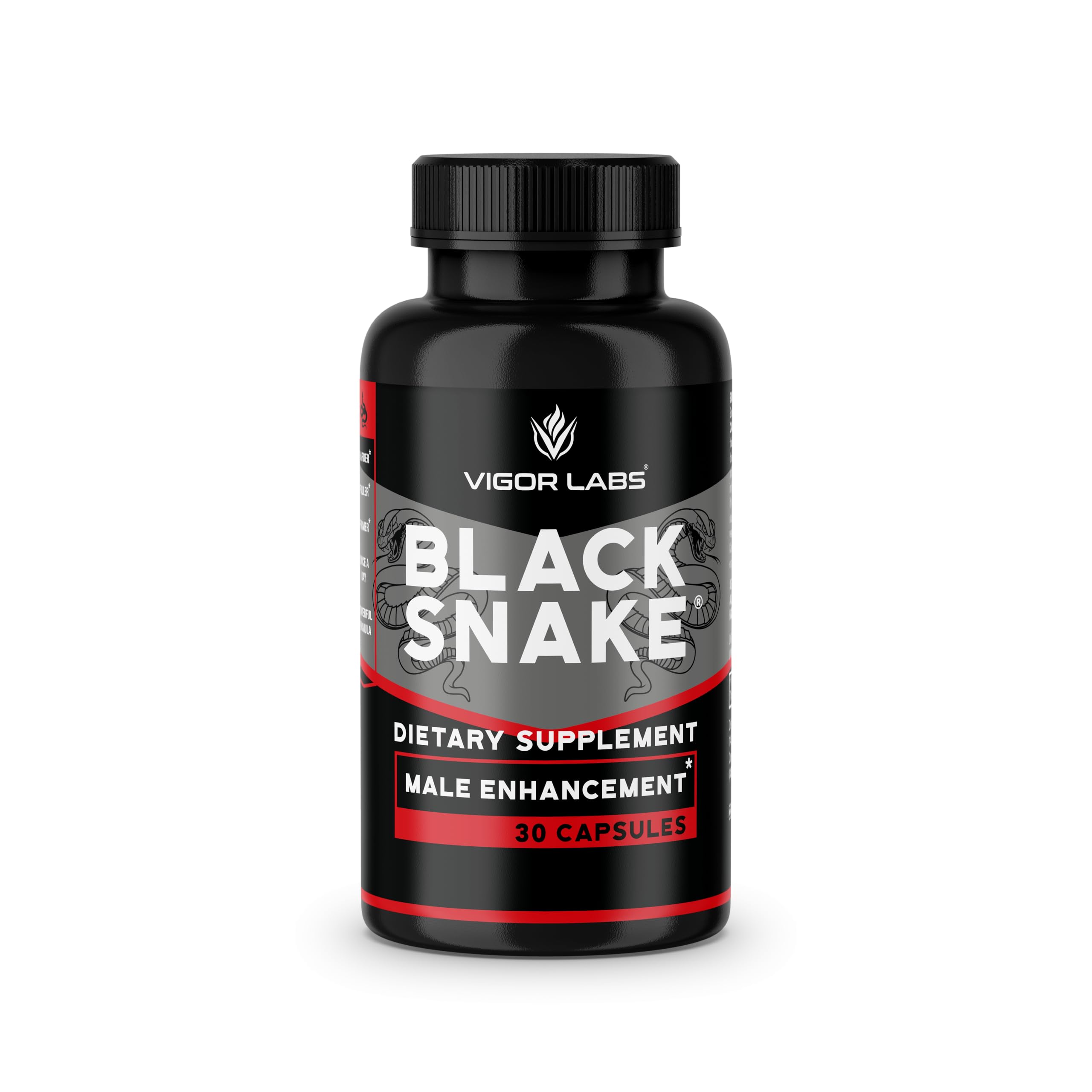 Vigor Labs Black Snake Male Enhancement Capsules (30 Capsules), Boosts Blood Flow, Size and Hardness. Powerful Proprietary Blend of Natural Ingredients. Made in The USA