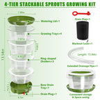 4 Tier Stackable Sprouts Growing Kit with Drain Hose, Microgreens Trays