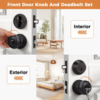 Probrico Entry Door Knob Keyed Alike with Single Cylinder Deadbolt Combination, Oil-Rubbed Bronze, 5 Pack