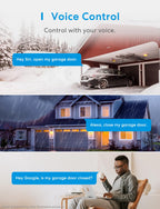 meross Smart Garage Door Opener Remote with External Antenna, Up to 3 Single Doors, Compatible with Apple HomeKit, Amazon Alexa, Google Assistant, SmartThings, App Control, No Hub Needed