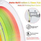 ZIRO 3D Printer Filament, Faster Color Change Filament 1.75mm, Color Gradient Material, No-Shine Rainbow PLA, Dimensional Accuracy +/- 0.03mm, Fit Most FDM Printer 1KG Spool, Tropical (Matte)