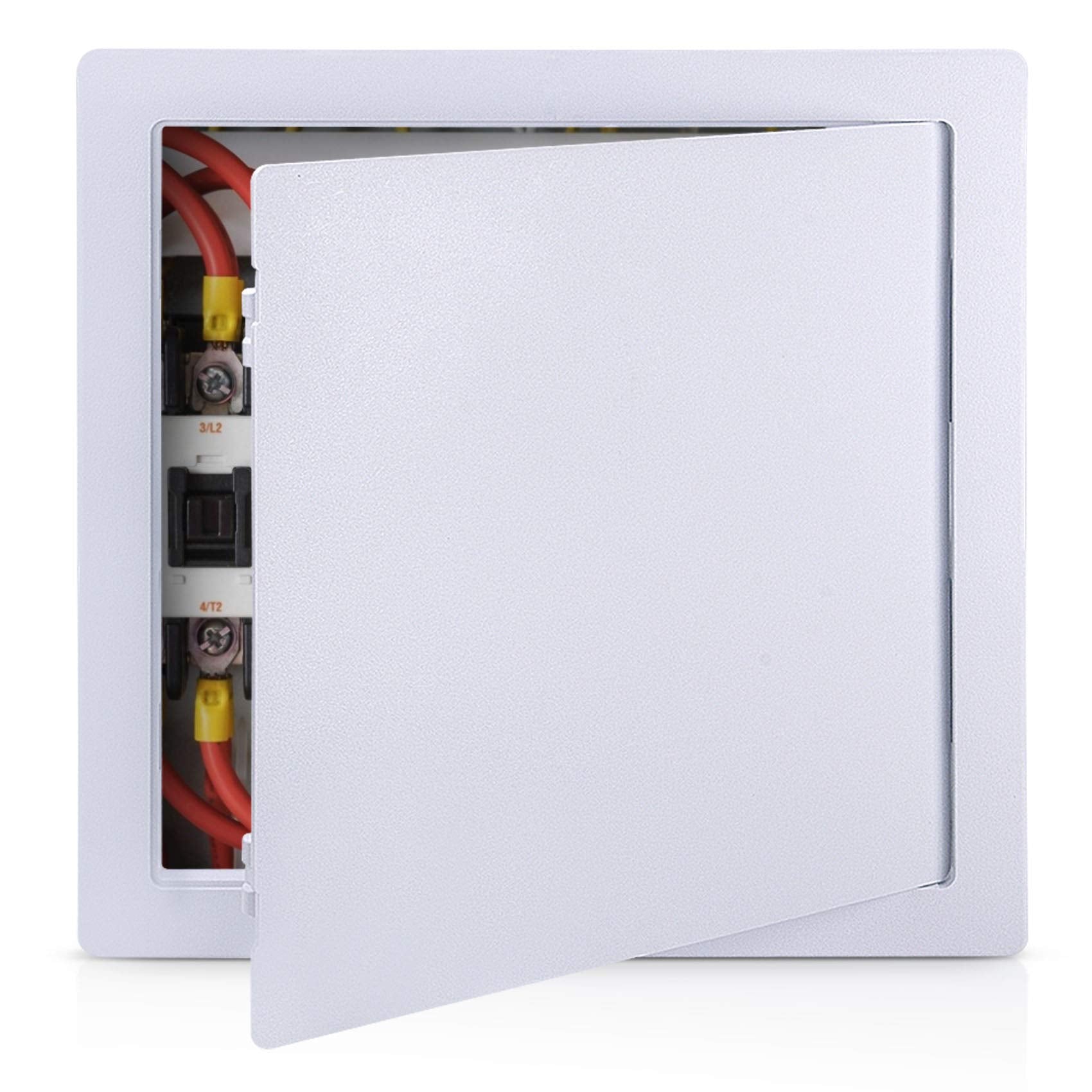 PNKKODW Plastic Wall & Ceiling Access Panel, 14 x 14 Inch, Reinforced Hinged, Removable, White