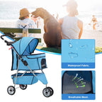 BestPet | 3-Wheel Pet Stroller | Dog and Cat Stroller | Breathable Mesh | Lightweight Travel Carrier | Waterproof & Foldable Design | Storage Basket | Black | for Daily Walks & Outdoor Use