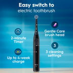Oral-B iO Series 2 Limited Simple Clean Rechargeable Electric Toothbrush for Adults, Night Black, 3 Modes, Automatic Pressure Sensor for Gum Care, Travel Case