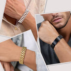 ChainsHouse Men Stainless Steel Bracelet Silver Adjustable Custom Engraved