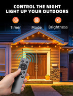 VOZUJI Outdoor Patio String Lights: 200Ft 60M Outside Waterproof Light - Remote Dimmable ST38 Shatterproof Bulb Connectable Hanging Outdoor Electric Lighting - Backyard Yard Gazebo Porch Party