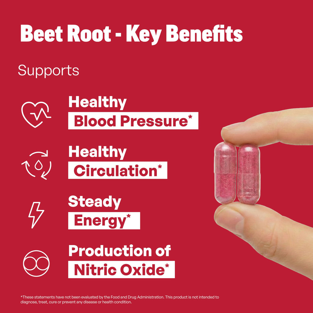 Sandhu's Beet Root Capsules 1200mg with BioPerine & Grape Seed Extract – Nitric Oxide Support Endurance – 60 Caps 30-Day Supply – Made in USA