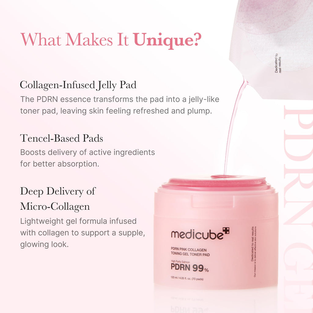 medicube Toner Pads Salmon DNA PDRN Pink Collagen Jelly Pad for Soothing