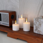 Amagic White Glass Flameless LED Candles Battery Operated with Remote Timer