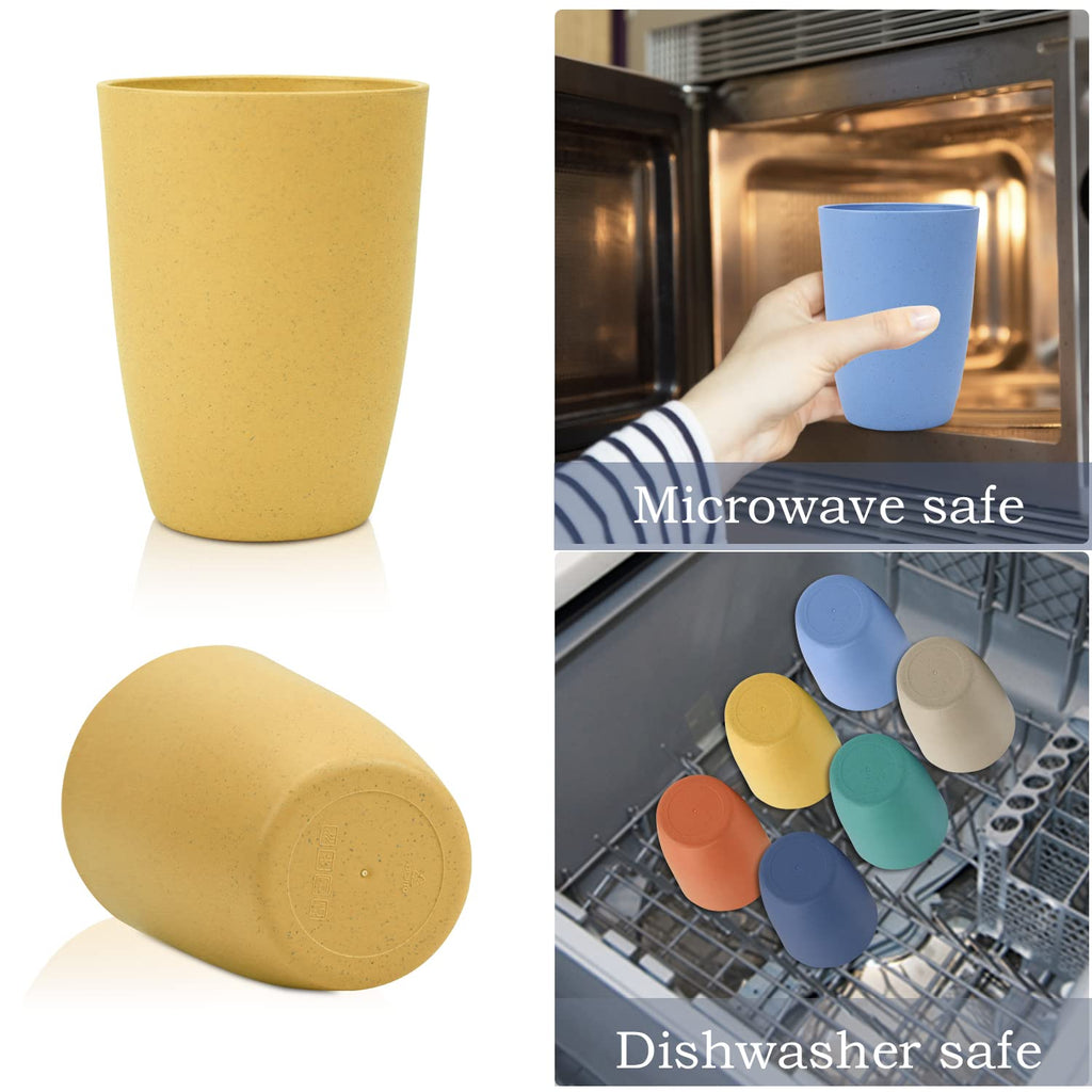 Wrova Wheat Straw Cups 6 PCS Good Alternative to Plastic Reusable Cups 20 oz Unbreakable Drinking Cup Reusable Dishwasher Safe Water Plastic Glasses Mixed Color