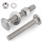VGBUY 1/4-20 x 3 Carriage Bolts Screws 14 Sets, 304 Stainless Steel 18-8, Round Head Square Neck, Carriage Bolts and Nuts Kit, with Flat Washers