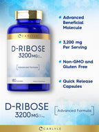 Carlyle D-Ribose Capsules | 3200mg | 180 Pills | Advanced Formula