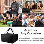 Bodaon Pizza Bags for Delivery, 24" x 24" x 14" Insulated Pizza Bag, Black