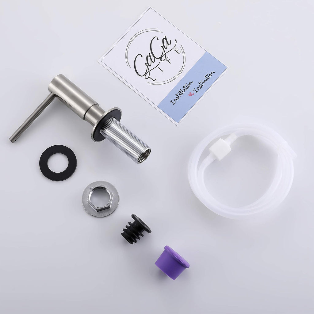 GAGALIFE Kitchen Sink Soap Dispenser - Sink Soap Dispenser Pump with 40" Silicone Extension Tube Kit (Brushed Nickel), Say Goodbye to Frequent Refills G026BN