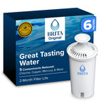 Brita Standard Pitcher and Dispenser Replacement Water Filters, White, 6