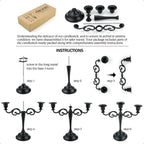 Viscacha 3-Arm Black Metal Candelabra Halloween Centerpiece Taper Holder
