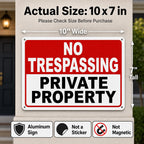 4 Pack No Trespassing Signs Private Property – 10x7 Inch 40 Mil Rust Free Aluminum, Reflective Warning Signs, UV Printed, Weatherproof Outdoor High Visibility Security Sign for Fence, Gate & Yard