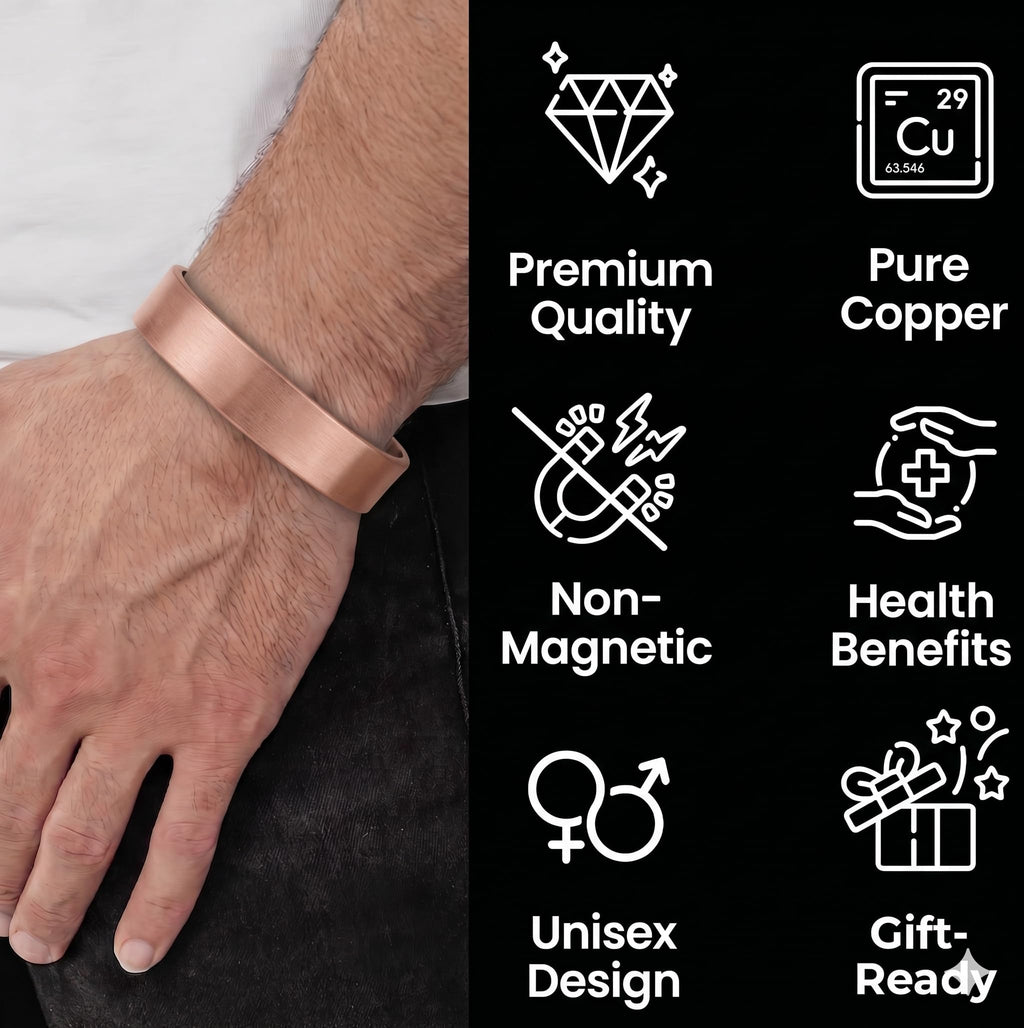 DEMMEX 3mm Thick Solid Copper Bracelet for Men & Women – 100% Pure, Raw, Uncoated Brushed Matte Copper Cuff – No Magnets – Heavy Gauge Thickest of Its Kind – Handmade in Turkey