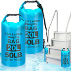50LB Heavy Duty Pool Ladder Weights for Above Ground Pools, 20L Universal Pool Step Weights, 500D VPC Waterproof Pool Stair Weights, Easy Fill Sand Bags for Pool Steps, Foldable, Leak-Proof, 2PCS