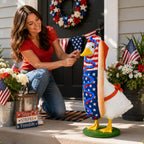 4th of July Porch Goose Outfit for 23" H 250th Anniversary Hot Dog Patriotic Goose Clothes American Flag Fits Independence Day Large Cement Statue Outdoor Patio Garden Yard Lawn Costume Decor