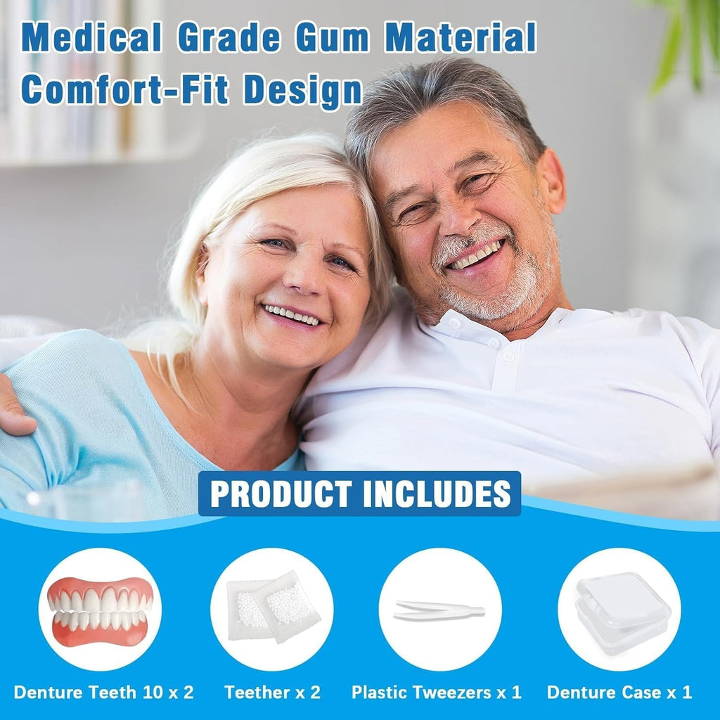 Moldable False Teeth - Silicone Dentures - Men and Veneers Teeth for Women - Upper and Lower Matching Set - Fix Your Smile at Within Minutes - Blue - 1PCS - Y7