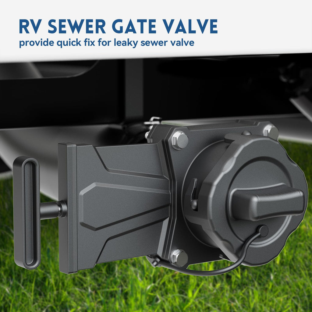 DUMPMAN RV Sewer Gate Valve, Shut Off Valve with Leak-proof Cap, Twist-on Sewer Hose Valve, Fit for 3" Drain Pipe