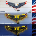 2 Pack 23" American Eagle Metal Wall Art with Solar Lights Outdoor